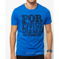 Blue with Back Screen Printing Custom Cotton Round Neck Hot Sale Summer Men T Shirt